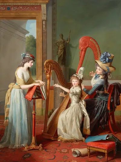 The Harp Lesson by Jean Antoine Théodore Giroust, 1791 — digital art print download