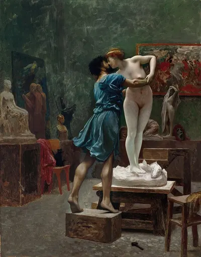 Pygmalion et Galatée, esquisse à l'huile by Жан-Леон Жерома, 1890 — digital art print download