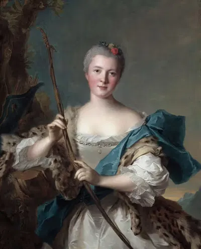 Портрет женщины в образе Дианы by Жан-Марк Натиер, 1752 — digital art print download