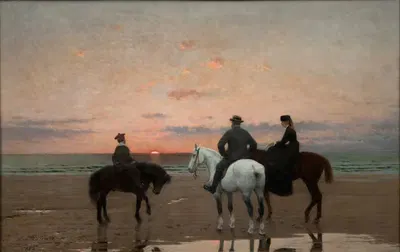 Трое всадников у моря by Жан-Максим Клод, 1882 — digital art print download