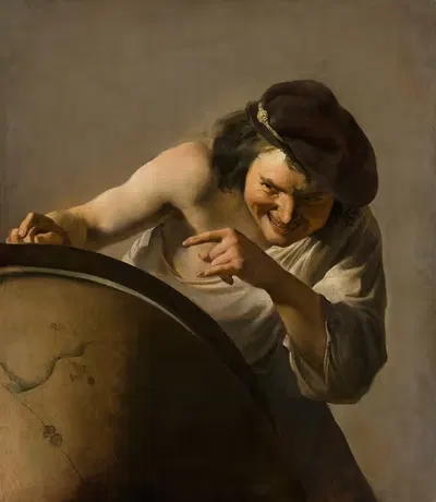 Демокрит, смеющийся философ by Иоганнес Паулус Мореелсе, c. 1630 — digital art print download