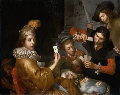 Карточная игра на колыбели by Иоганнес ван Вийкерслот, 1643 - 1683 — digital art print download