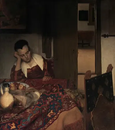A Maid Asleep by Johannes Vermeer — digital art print download