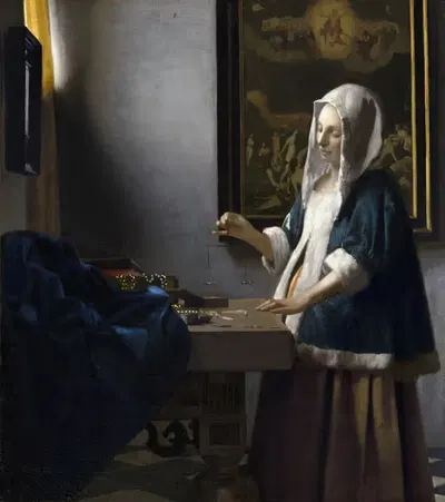 Woman Holding a Balance by Johannes Vermeer, c. 1664 — digital art print download