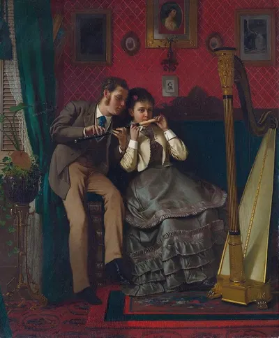 Урок музыки by Джон Джордж Браун, 1870 — digital art print download