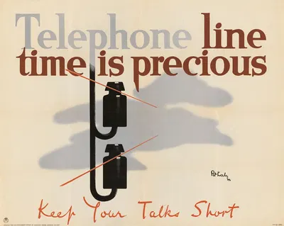 Telephone Line Time is Precious – Keep Your Talks Short by Pat Keely — digital art print download