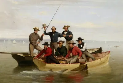 A Fishing Party Off Long Island by Junius Brutus Stearns, 1860 — digital art print download