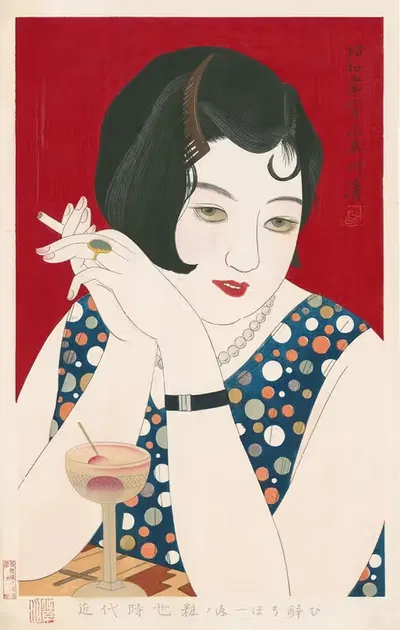 Пьяный, из серии 'Современные стили женщин' by Кобаякава Киёси, 1930 — digital art print download