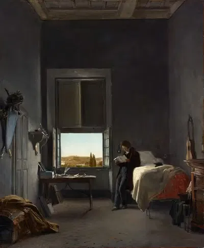 Художник в своей комнате в Вилле Медичи, Рим by Леон Когнье, 1817 — digital art print download
