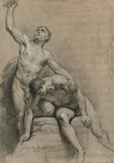 Two Male Nudes by Louis de Boullogne, 1710 — digital art print download