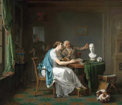 The Drawing Lesson by Louis Moritz, 1808 — digital art print download