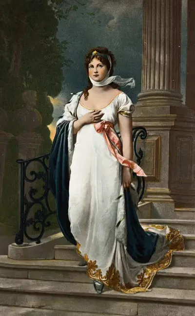 Woman Descending a Stairway by Louis Prang & Co. — digital art print download