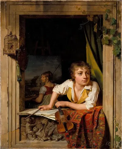 Живопись и музыка (Портрет сына художника) by Мартин Дрёллинг, 1800 — digital art print download