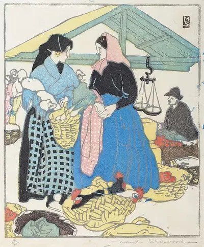 Рыночная площадь by Мод Шервуд, 1928 — digital art print download