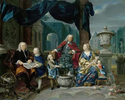Портрет Давида ван Моллема с семьей by Николаас Верколье, 1740 — digital art print download