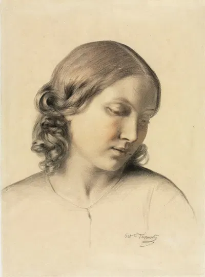 Portrait of a Young Woman c. 1854-1858 by Октава Тассаэрт — digital art print download