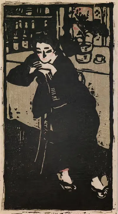 Женщина в кафе by Ота Сабуро, 1914 — digital art print download