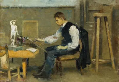 A Man Drawing by Otto Holmström, 1893 — digital art print download