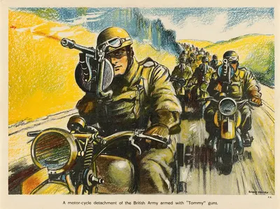 A Motor-Cycle Detachment of the British Army Armed with 'Tommy' Guns by Роланд Дэвис — digital art print download