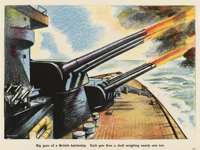 Big Guns of a British Battleship by Роланд Дэвис — digital art print download