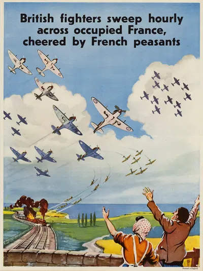 British Fighters Sweep Hourly Across Occupied France, Cheered by French Peasants by Роланд Дэвис — digital art print download