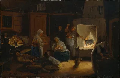 Inside a Peasant's Cottage in Småland by Pehr Hörberg, 1801 — digital art print download