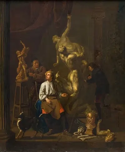 A Sculptor's Studio by Peter Angelis, 1716 — digital art print download