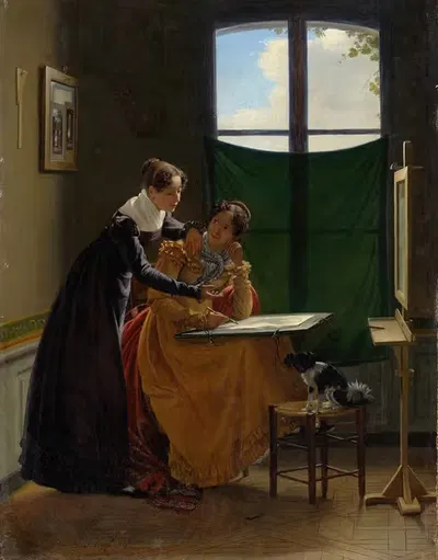 Урок рисования by Пьер Дюваль Ле Камю, c. 1826 — digital art print download