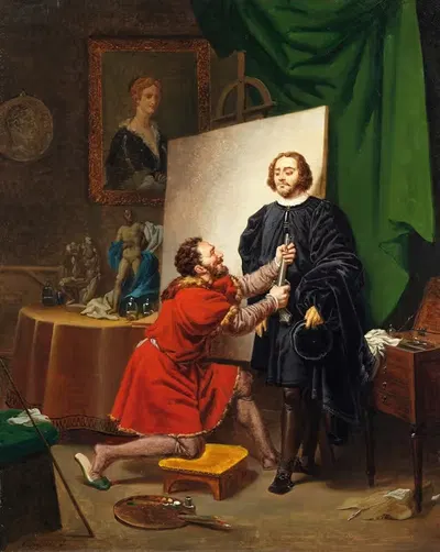 Пьетро Аретино в студии Тинторетто by Пьер-Ноласк Берже, 1822 — digital art print download