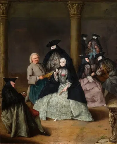 Masked Party in a Courtyard by Pietro Longhi, 1755 — digital art print download