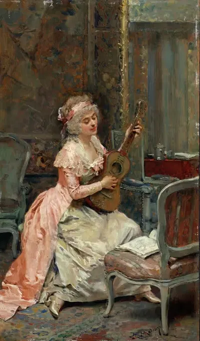 Женщина с гитарой by Раймундо де Мадразо и Гаррета, c. 1870 — digital art print download