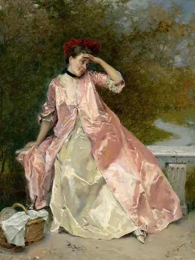 Женщина с пикниковой корзиной by Раймундо де Мадразо и Гаррета, c. 1890 — digital art print download