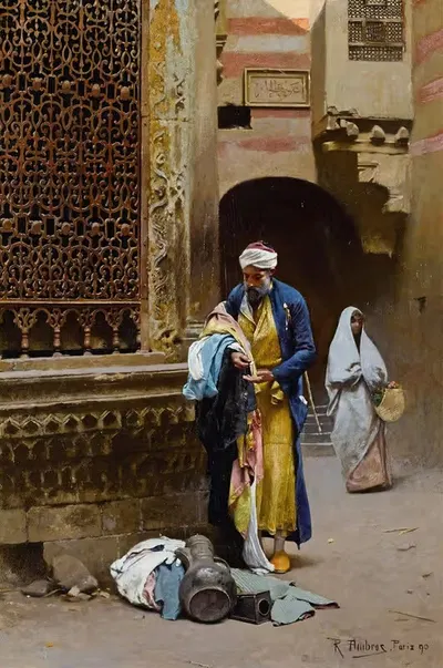 Merchant Before The Sabil Of Nafisa Al-bayda, Cairo by Raphael von Ambros, 1890 — digital art print download