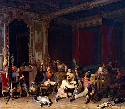 Einquartierung französischer Soldaten by Reinhard Sebastian Zimmermann, 1858 — digital art print download