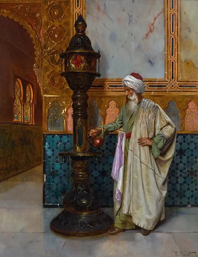 Tending The Lamp by Rudolf Ernst — digital art print download