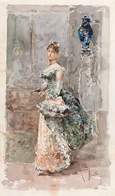 Дама в формальном платье by Сальвадор Санчес Барбудо, 1886 — digital art print download