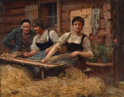 Прядение шерсти by Сэр Хьюберт фон Херкомер, 1881 — digital art print download