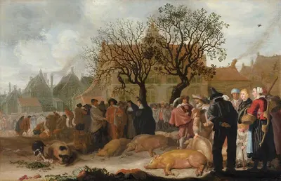 Хог Маркет by Сибранд ван Беест, 1638 — digital art print download