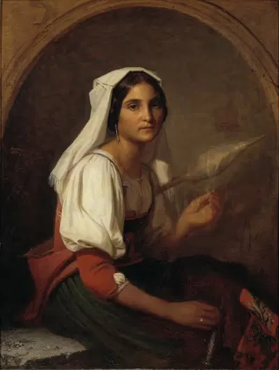 Итальянка, прядущая лен by Уно Троили, 1847 — digital art print download