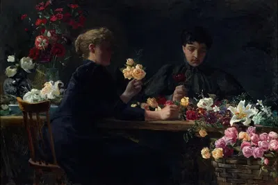 Дамы за цветочным столом by Вильгельм Петерс, 1894 — digital art print download
