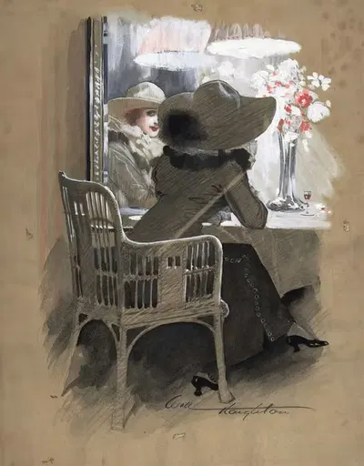 Portrait of a Woman Seated at a Table by Will Houghton, 1896 — digital art print download