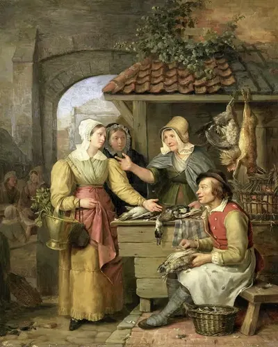 Птичий рынок by Виллем Иодокус Маттеус Энгельберц, c. 1830 — digital art print download