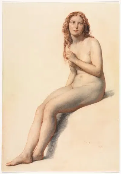 Женский ню, сидя, вид в три четверти спереди by Уильям Малриди, 1859 — digital art print download