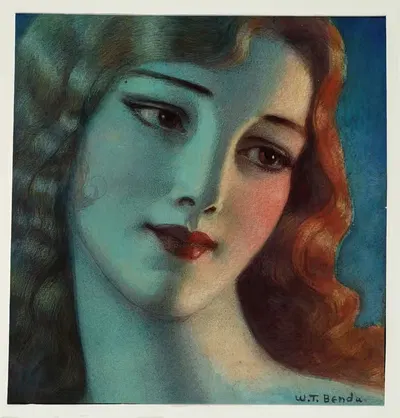 Голова девушки с длинными светлыми волосами by Владислав Теодор Бенда, 1923 — digital art print download