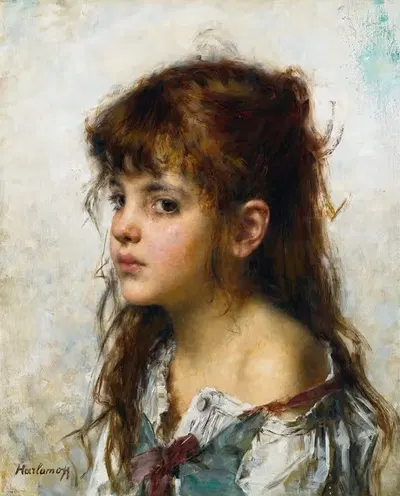 Portrait Of A Young Girl by Alexei Harlamoff — digital art print download