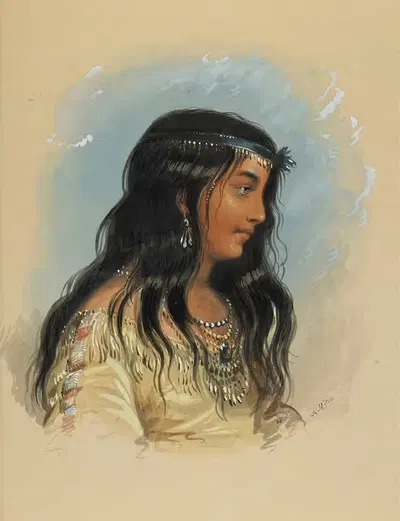 Молодая женщина племени плоскоголовых by Альфред Джейкоб Миллер, 1858-1860 — digital art print download