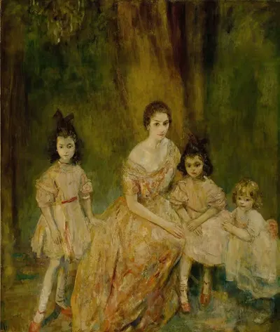 Портрет мадам Гандриль и ее детей, Мари-Роз, Кармен и Хуана by Амброуз Макивой — digital art print download
