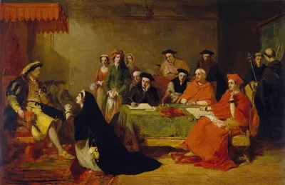 Суд над королевой Екатериной Арагонской by Генри Нельсон О'Нил, 1848 — digital art print download