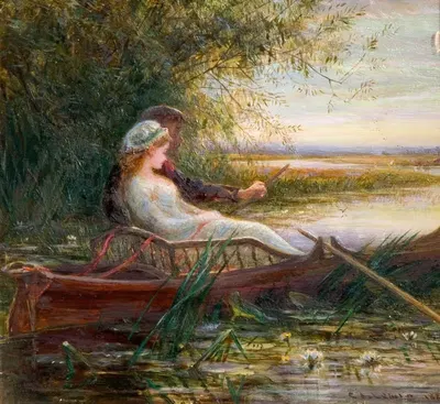 Две фигуры в лодке by Чарльз Джеймс Льюис, 1881 — digital art print download