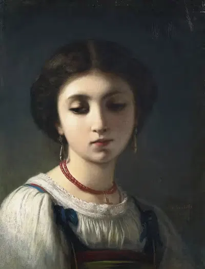 Портрет молодой итальянской девушки by Шарль Ландель, 1858 — digital art print download